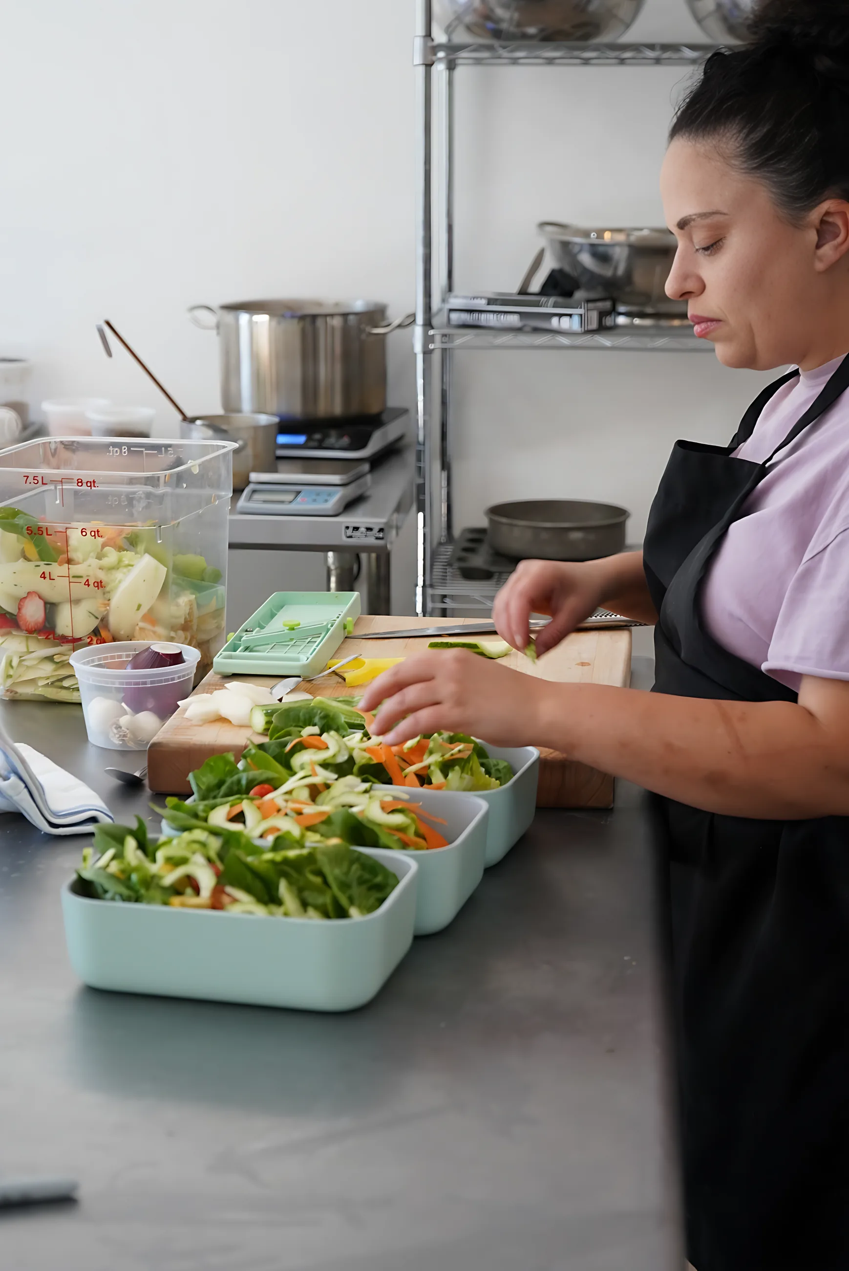 A cook plating meals in the Culiene kitchen